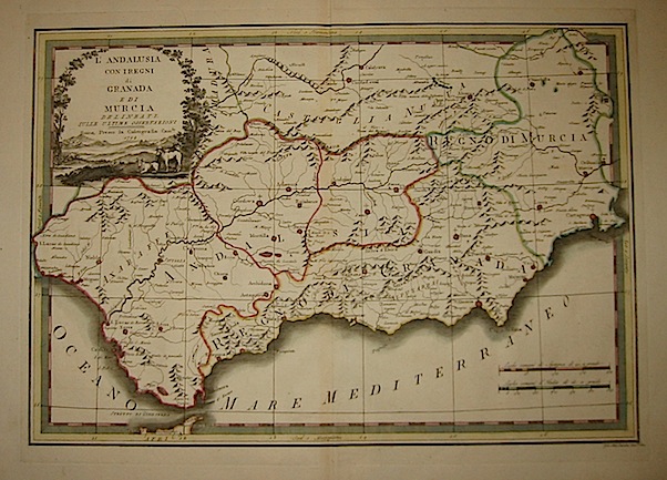 Cassini Giovanni Maria (1745-1824) Andalusia con i Regni di Granada e di Murcia delineati sulle ultime osservazioni 1794 Roma 